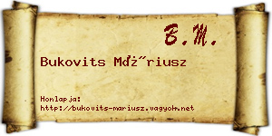 Bukovits Máriusz névjegykártya